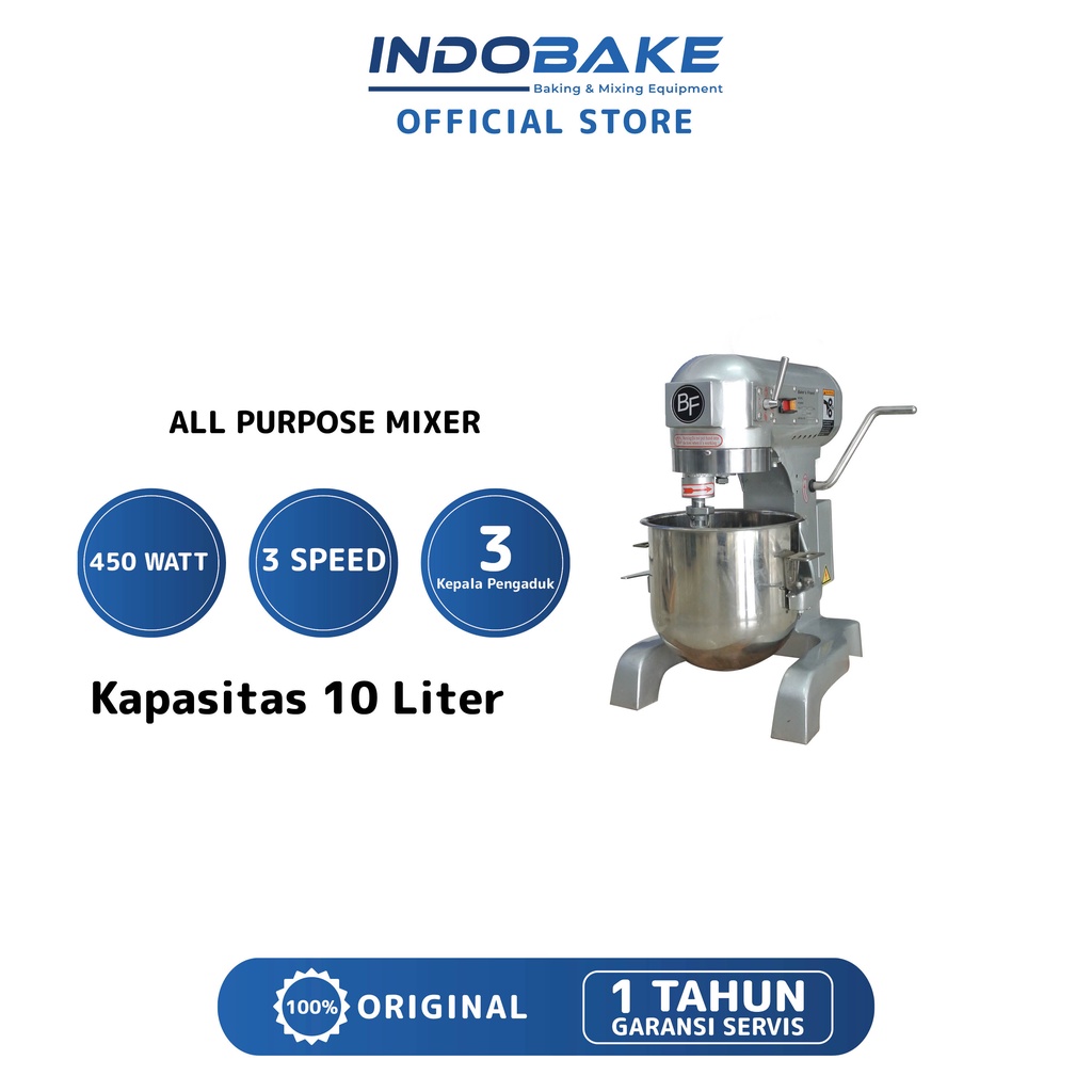 Baker's Friend Planetary Mixer Omega - Mixer Pengaduk Telur Adonan Kue 10 liter/ Stand Mixer 1.5 Kg 