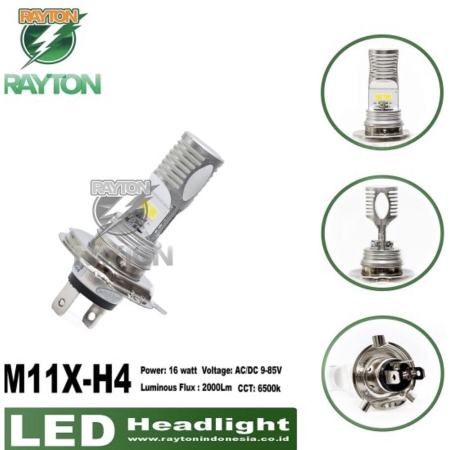 ORIGINAL RAYTON RTD M11X LAMPU UTAMA H4 2 MATA 20 WATT | LAMPU MOTOR H4 AC DC LAMPU LED H4