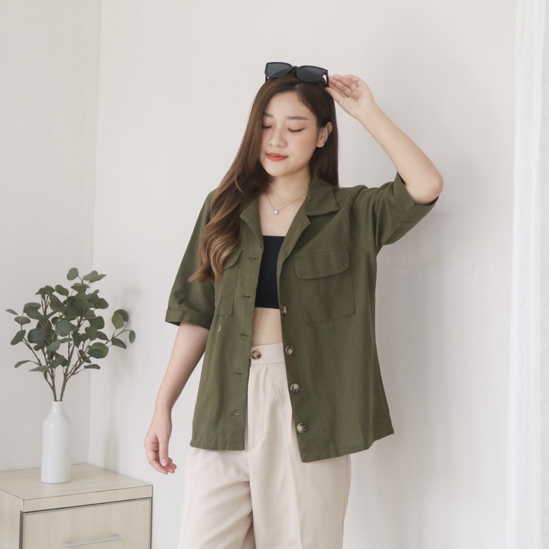 MSMO Somi Oversized Linen Shirt Outer / Atasan Wanita / Kemeja Wanita / Kemeja Linen / Top Wanita / Linen Shirt-2