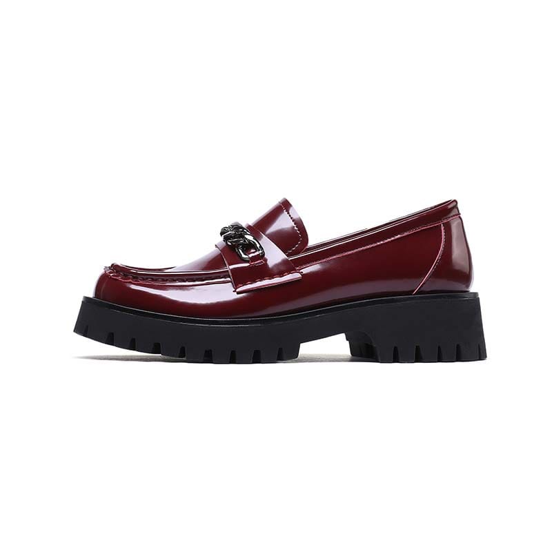 SEPATU WANITA DOCMART LOAFERS / SEPATU RANTAI SILVER GLOSY MAROON PREMIUM MRN 2209