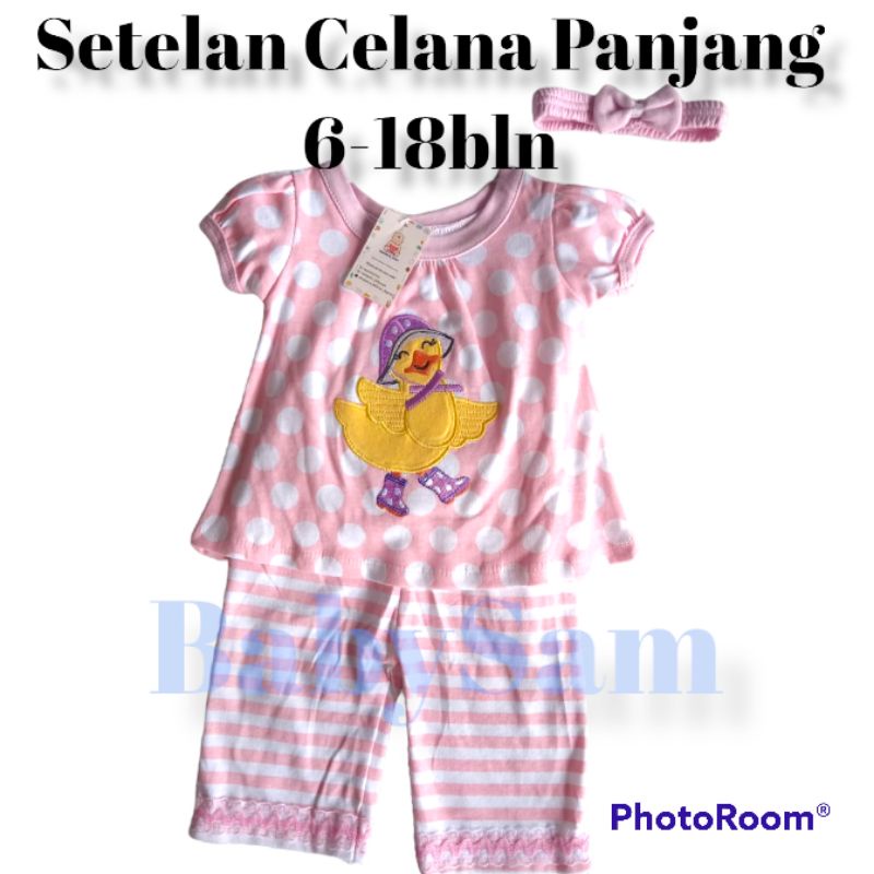 Setelan Celana Panjang Anak Perempuan Motif Bebek Lucu 6-18 Bulan Pumpkin Kids