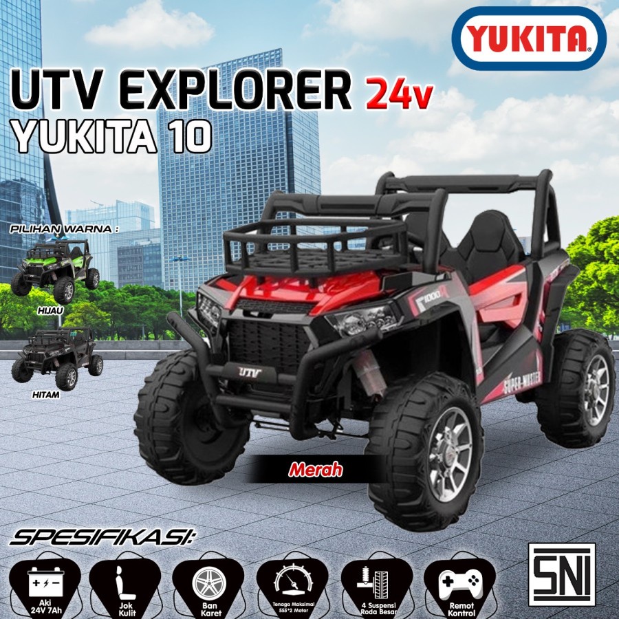 Mainan maenan mobil aki anak Yukita 10 UTV EXPLORER 24V Ban Karet