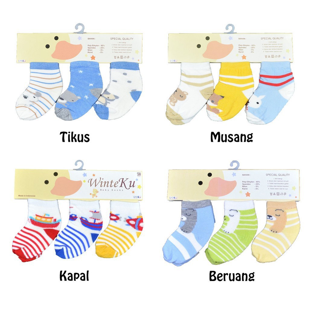 Kaos Kaki Bayi /  Boy Newborn / Baru Lahir 3in1| Perlengkapan Bayi Baru Lahir