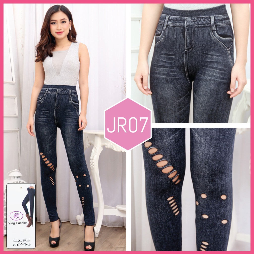 Ripped denim legging JR07 / denim legging / legging jeans robek / fashion / ying fashion