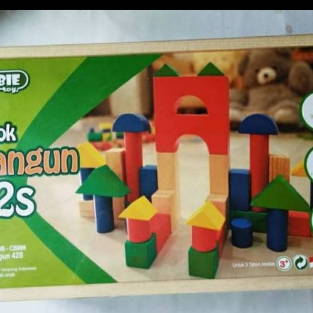 Mainan Edukatif Anak - Balok Bangun Kayu 42's