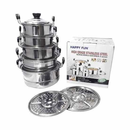 PANCI SET TUTUP STEANLESS + STEAMER / PANCI SUSUN 5 + STEAMER STAINLESS STEEL