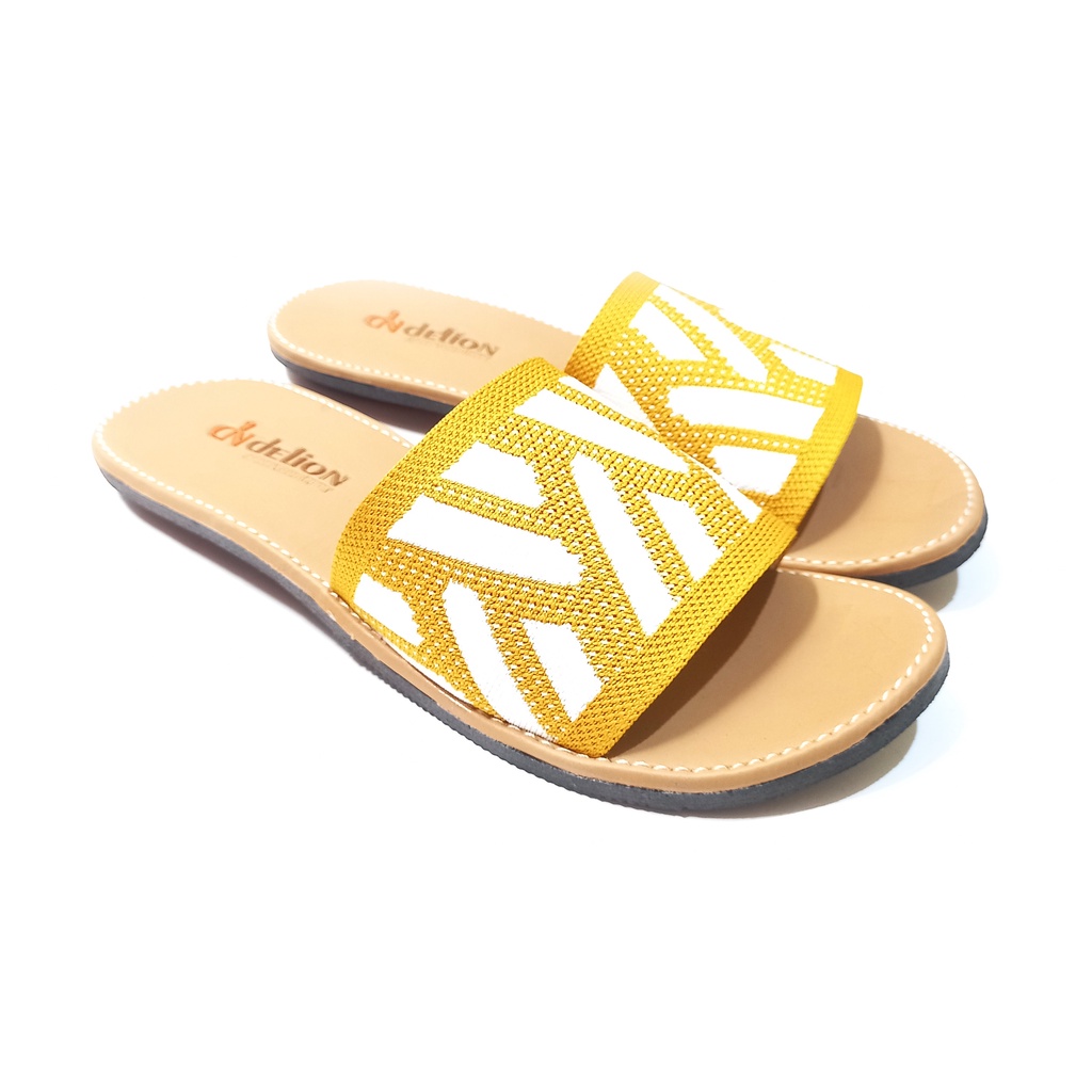 Sandal Rajut Wanita Terbaru - Sandal Wanita Rajut Slop Murah - Sandal Cewek Selop Rajut Kuning - San