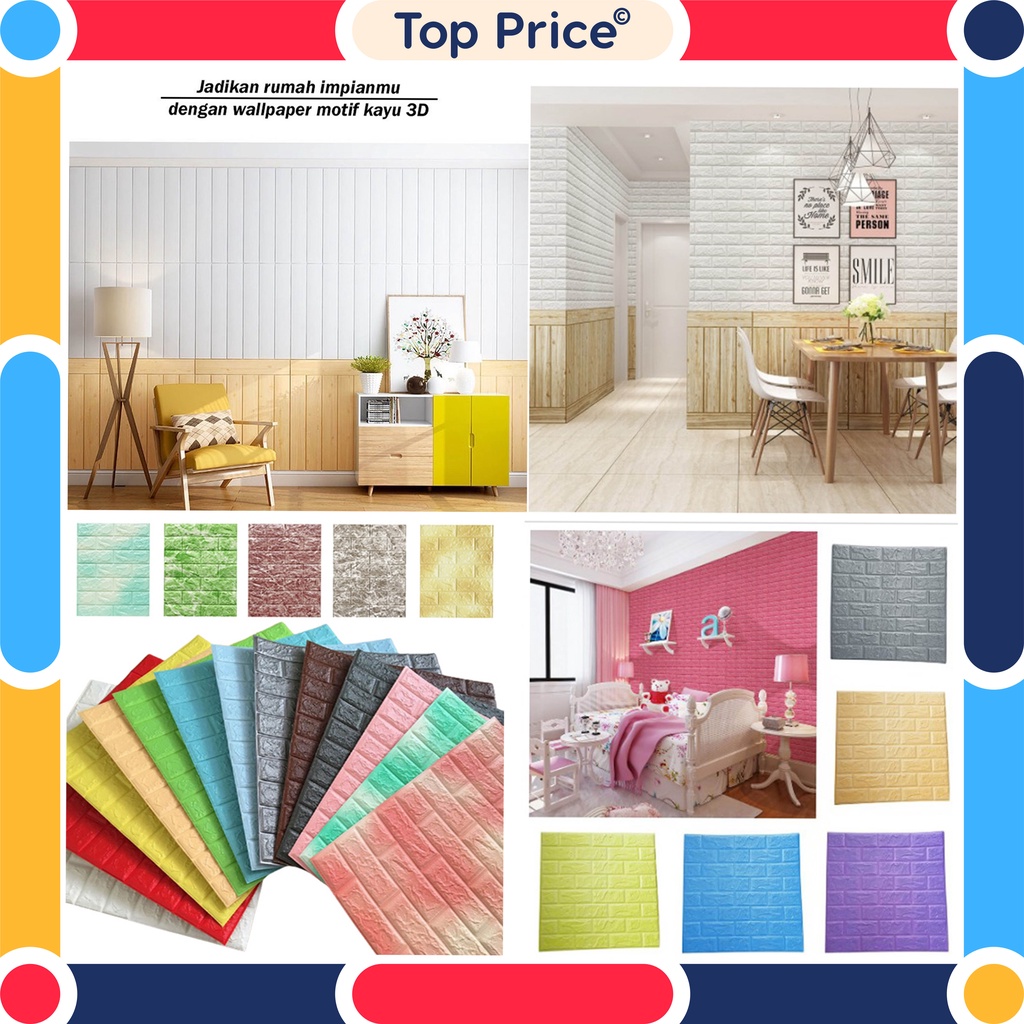 Wallpaper Dinding Stiker Wallfoam 3D Sticker Dekorasi Kamar Rumah Murah High Quality  U96