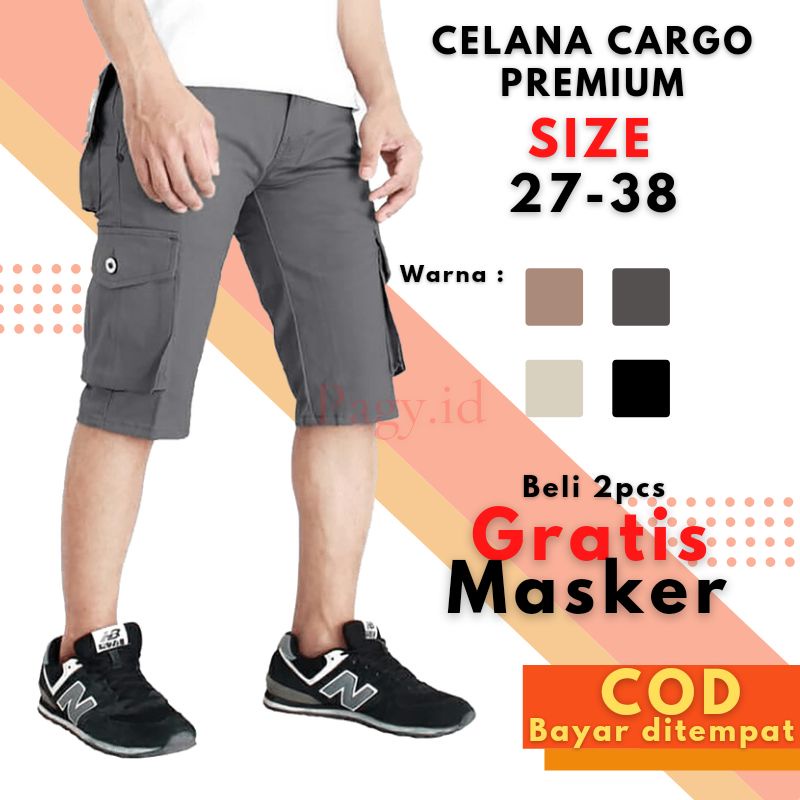 Celana Cargo Kargo Bomber Sepan Pendek 3/4 Selutut Cardinal Gunung PDL OurdoorTactical Kempol Pria L