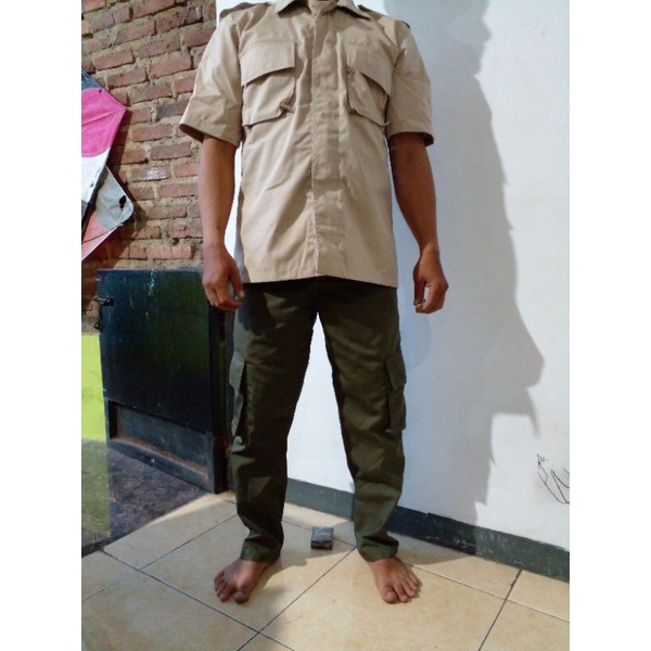 seragam satgas satpol PP bahan ripstok cream