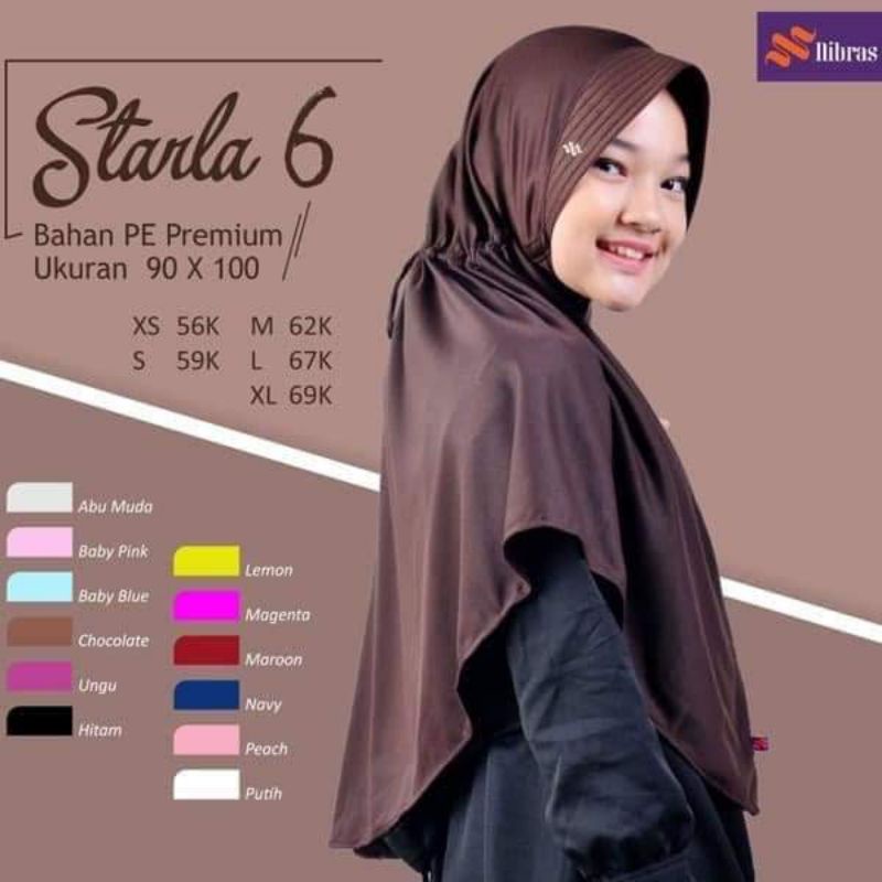 Nibras Hijab Starla Pad 6 Kerudung Sekolah Instan
