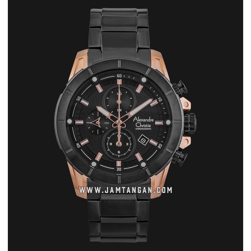 Alexandre Christie AC 6522 MC BBRBA Chronograph Men Black Dial Black Stainless Steel Strap