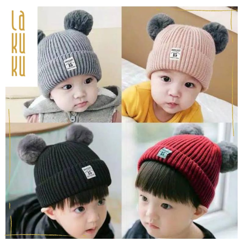 Lakuku - Topi Kupluk Rajut Import Anak Baby Toodler 0-2 tahun Bulu Premium