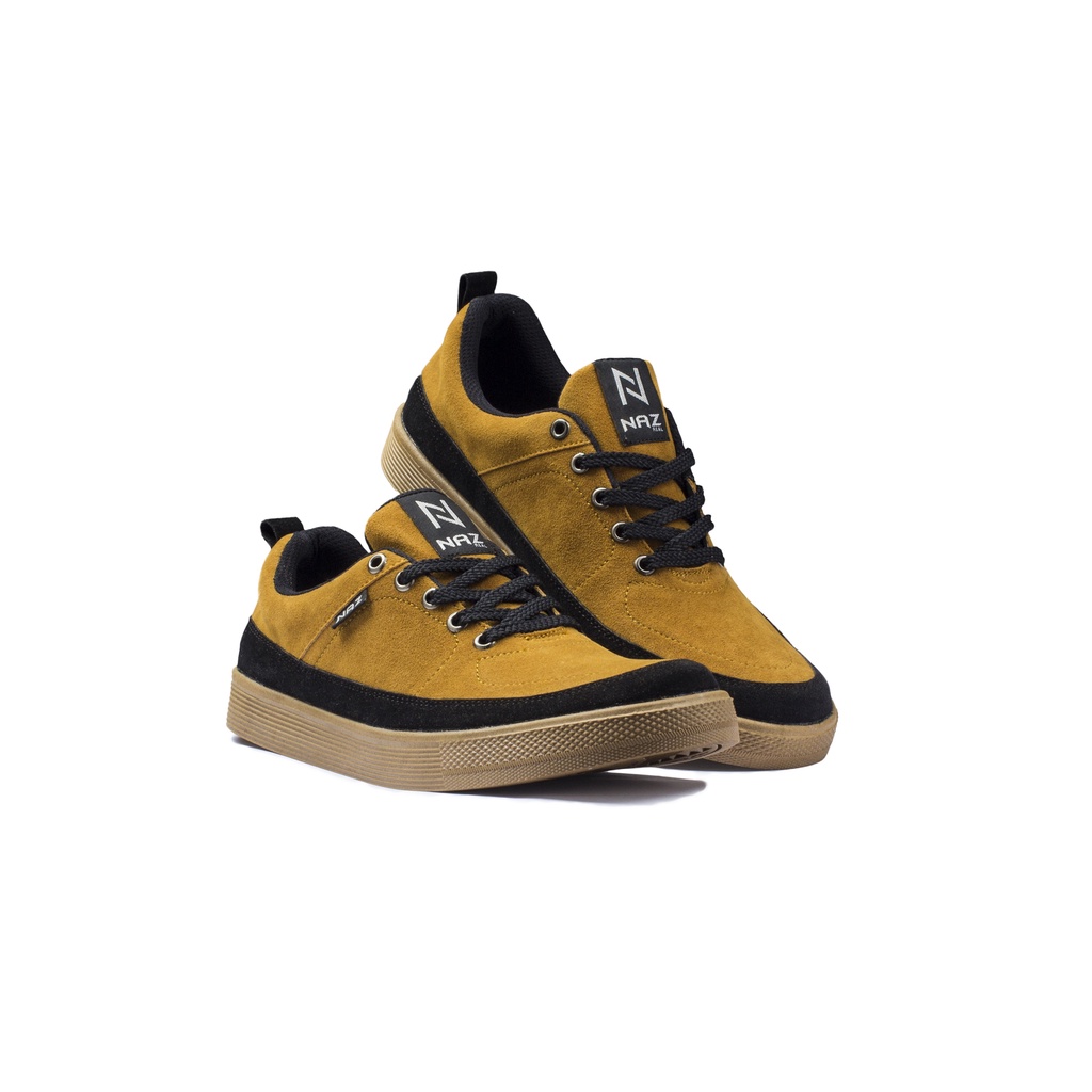HARISSON - NAZREAL FOOTWEAR x banfash_store | Sepatu Sneaker Pria NAZ Hitam Original AZL 005 (Free Kaos Kaki)-Tan