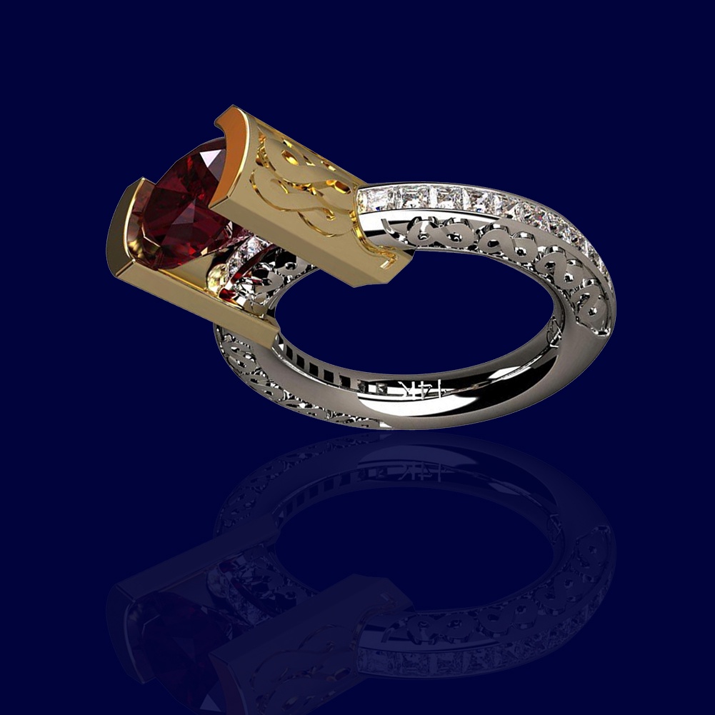 Hu Hu Hu Hu Hu Alat Bantu Pasang Kacamata♡ Perhiasan Cincin Jari Ruby Imitasi Warna Ganda Untuk Wanita