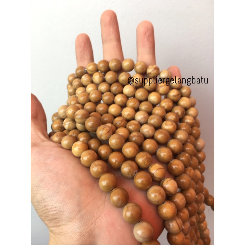 bahan yellow jasper kuning 10mm ryolit natural renceng asli batu alam aksesoris craft fashion grosir