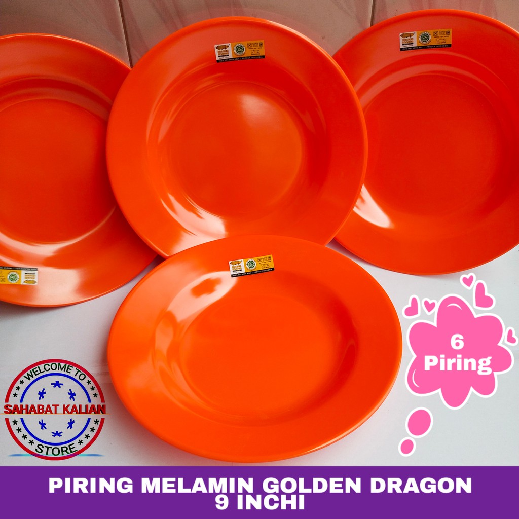 (6 PCS) PIRING MELAMIN GOLDEN DRAGON P0109 9 INCHI