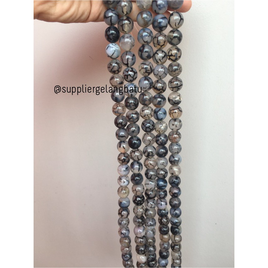 batu kalung gelang rhodolite dalmantion corak natural akik 14mm corak aksesoris bahan beads craft