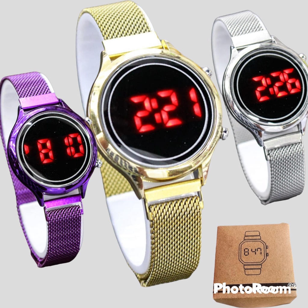 COD JAM TANGAN LED MAGNET CONVEX 2 JSS3274 TERBARU FREE BOX
