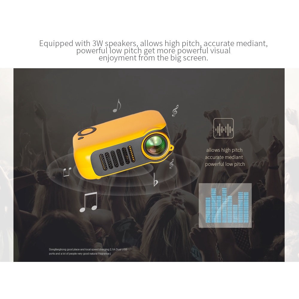 TRANSJEE A2000 - Mini Portable Projector 1000 Lumens - Proyektor Mini