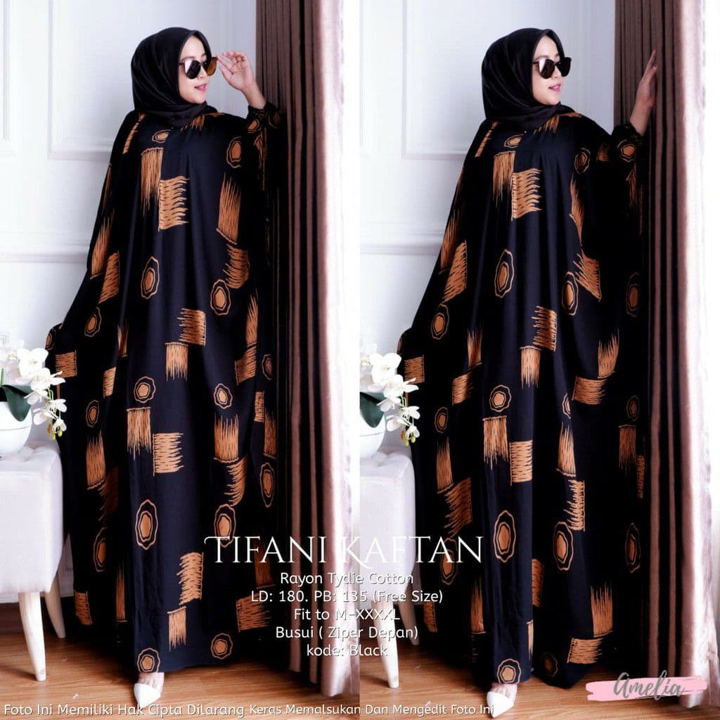 Kaftan Tifani - Kaftan Wanita Jumbo Katun Rayon Batik Premium Busui Daster Gamis Batik Bigsize  Fashion Muslim Kekinian LD 180 cm