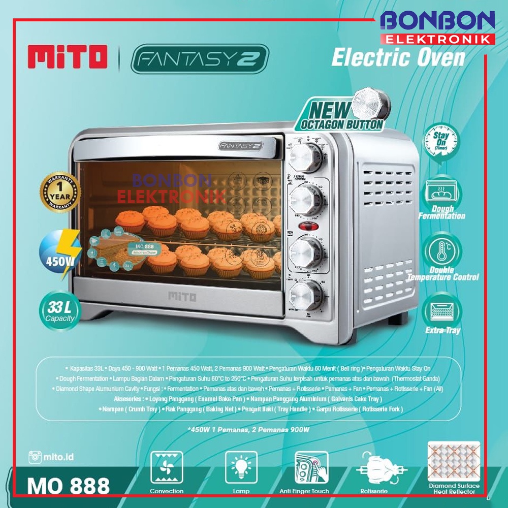 MITO MO 888 FANTASY 2 (NEW) Oven Listrik 33L / MO888 33 LITER
