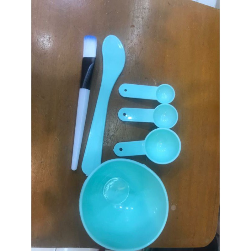 MANGKOK MASKER SET SILIKON 6PCS / KUAS MASKER BENING PUTIH / Koas masker