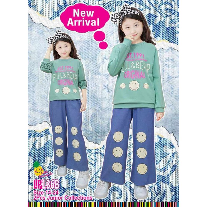 LP 136 B Setelan Kulot Anak perempuan Little Pineapple celana Jeans 8-14 tahun