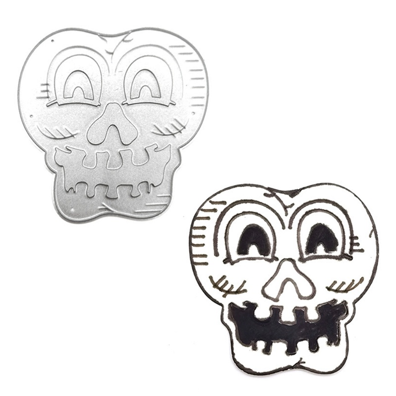 Cetakan Stensil Cutting Dies Motif Hantu Tengkorak Halloween Bahan Metal Untuk Scrapbook / Craft DIY / Embossing