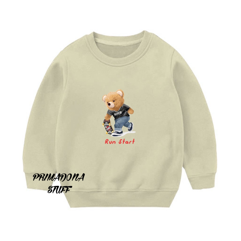 Crewneck baby sweater anak perempuan unisex flece tebal 1-5 thn