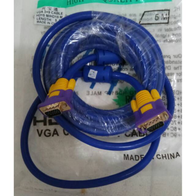 Kabel vga 5m gold plated copartner 5 meter high quality warna biru