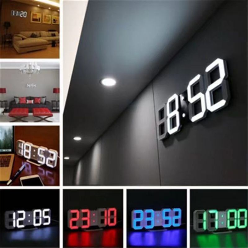 JDD640 Jam Digital LED 12 Warna Lampu Bisa Dinding dan Meja Alarm Clock Lampu Tidur USB Cable