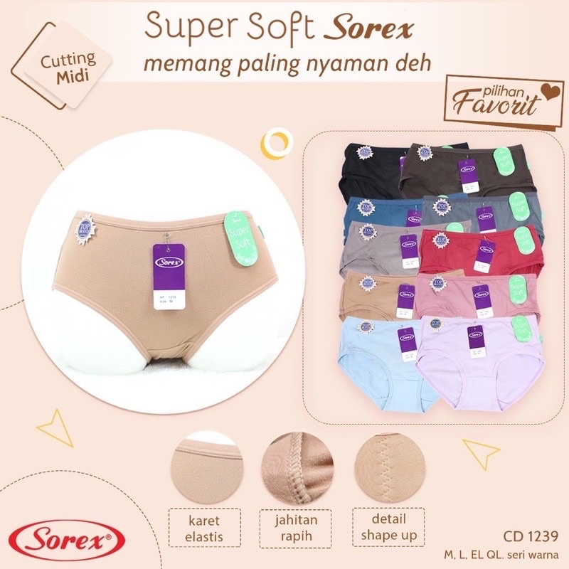 12 BIJI ( 1 LUSIN ) Celana dalam wanita dewasa Sorex 1239  sorex 1257 Celana dalam wanita super soft