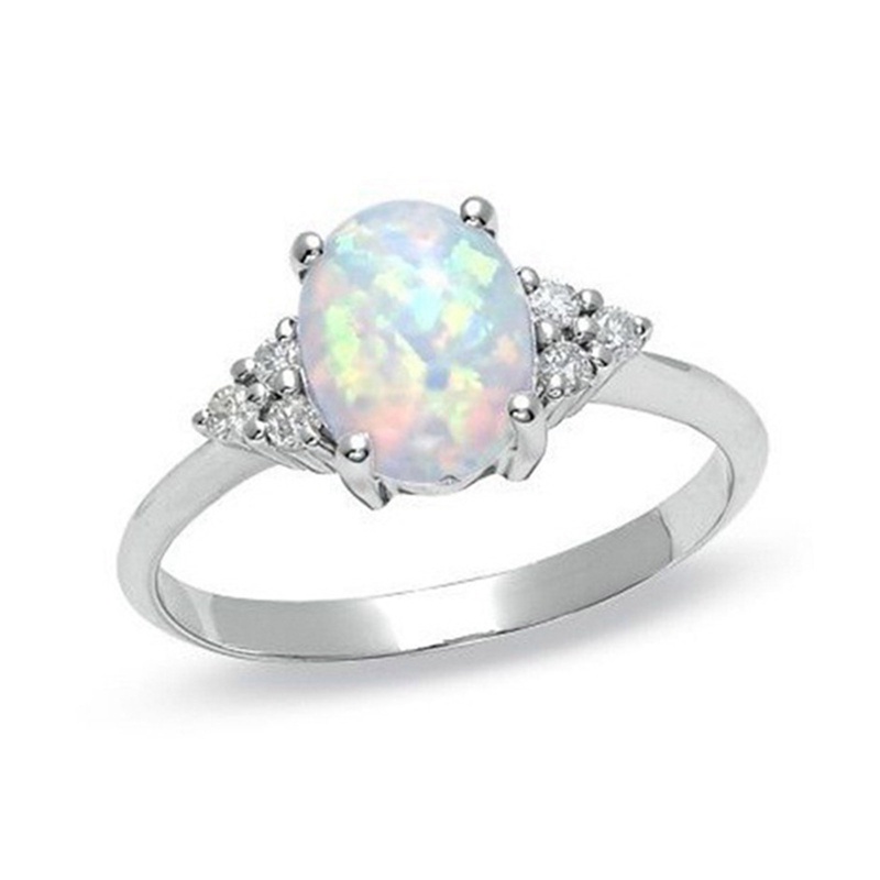 Cincin Batu Opal Bulat Warna Putih Untuk Perhiasan