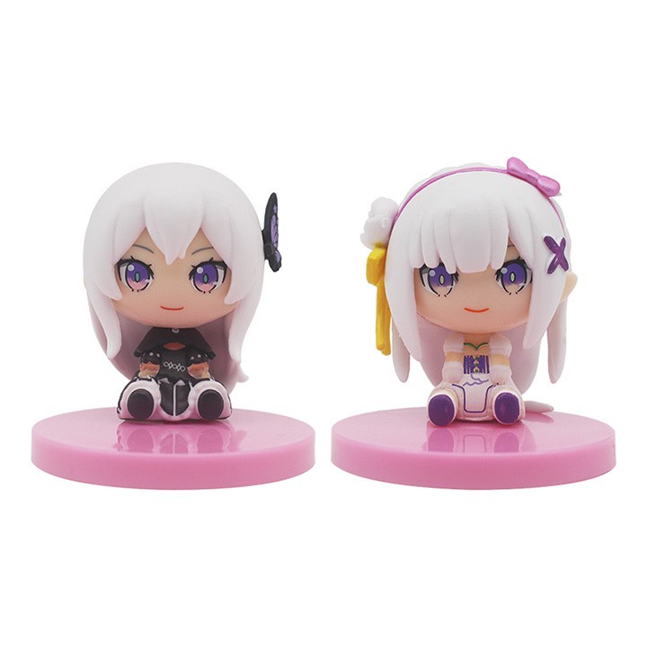 Set Action Figure Chibi Re Zero Emilia Rem Ram Echidna Beatrice