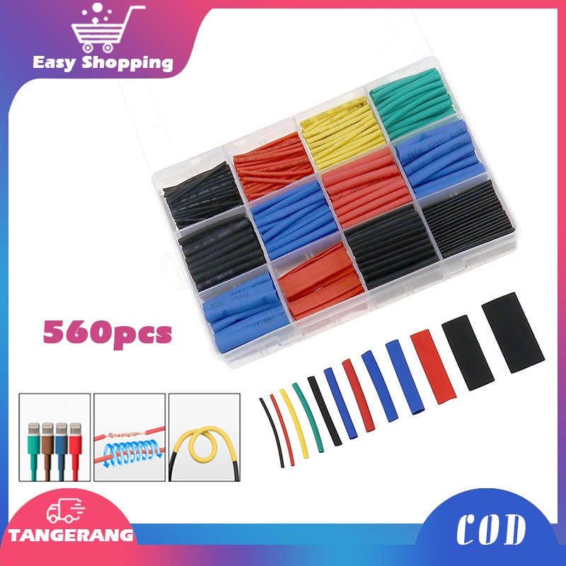 560PCS Heat Shrink Tube/Isolasi Bakar Kabel/Selang Bakar Kabel Warna Warni/Heat Shrink Tubing Kit