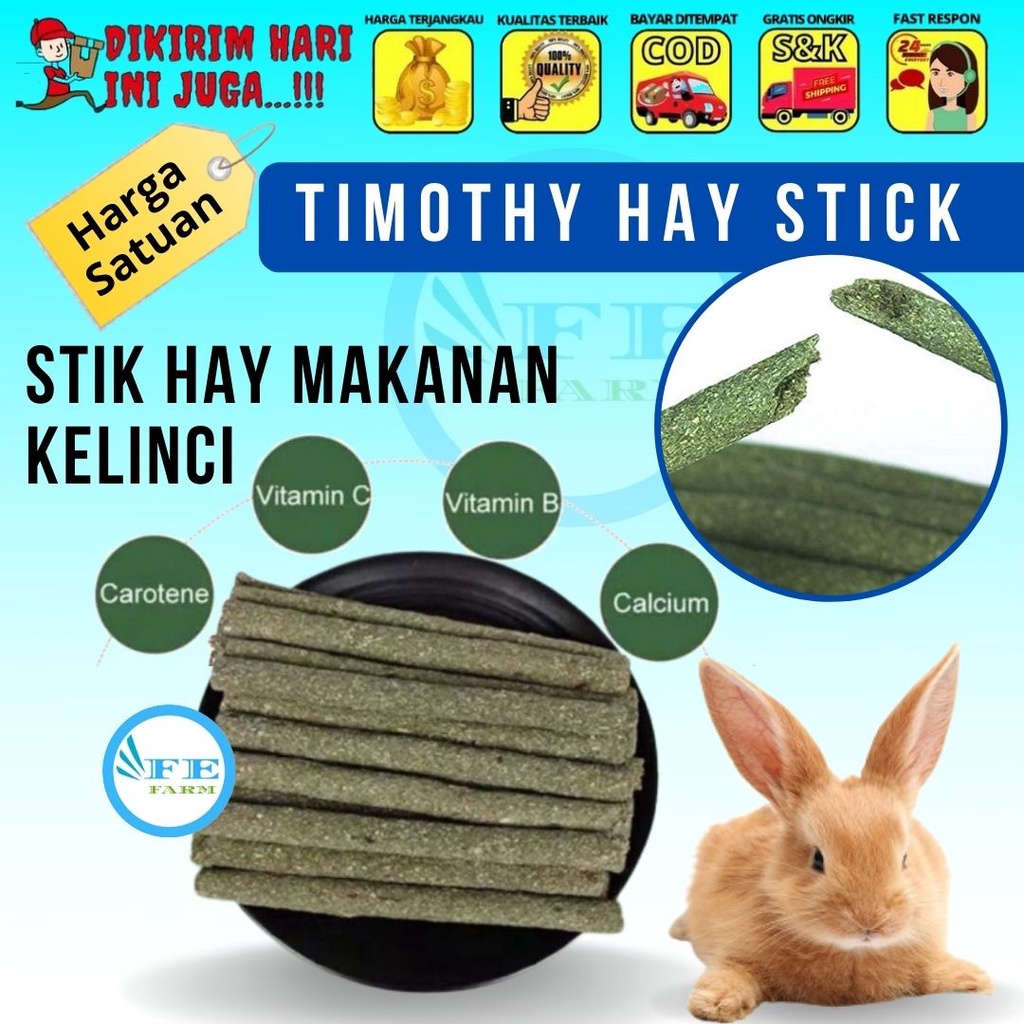 RUMPUT TIMOTHY HAY STICK - Stik Hay Makanan Kelinci Snack Kelinci Camilan Kelinci Timothy Hay SATUAN FEFARM