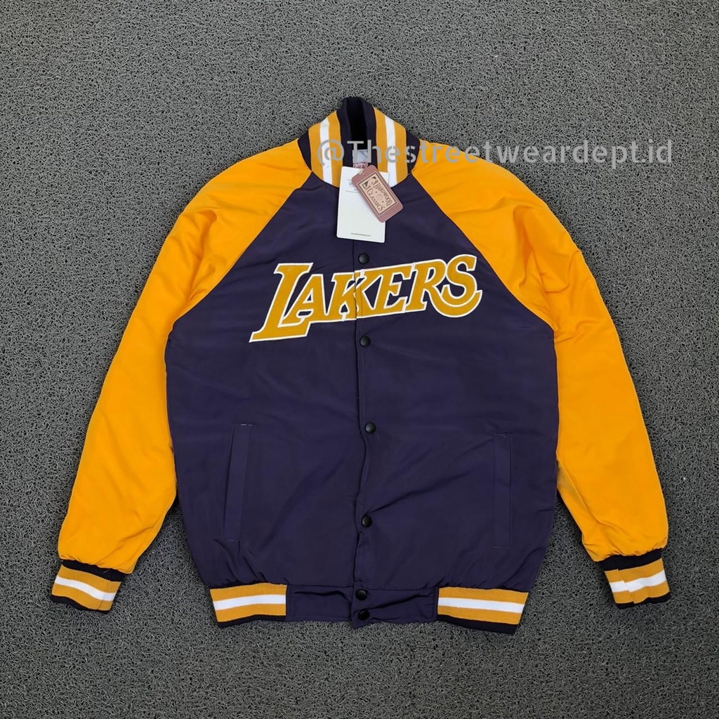 Jaket Varsity Bomber Lakers Mid Logo Blue & Yellow