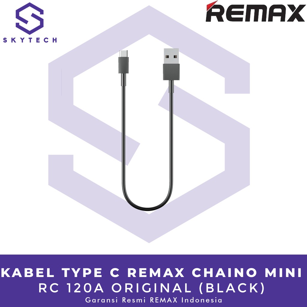 KABEL TYPE C REMAX CHAINO MINI 0,3M BLACK RC 120A ORIGINAL GARANSI RESMI