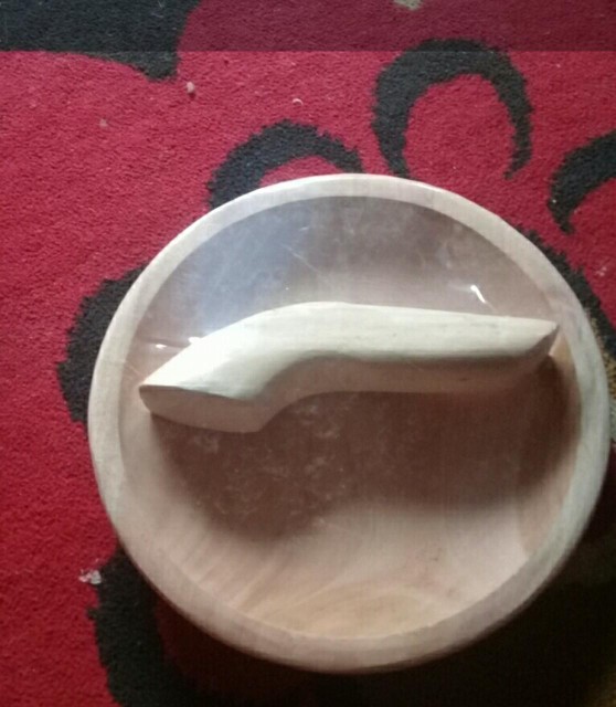 Cobek Kayu Pinus Kecil / Coet Ulekan Kayu Untuk Rujak Sambal / Pengulek Sambal Pecel Set Dengan Mutu