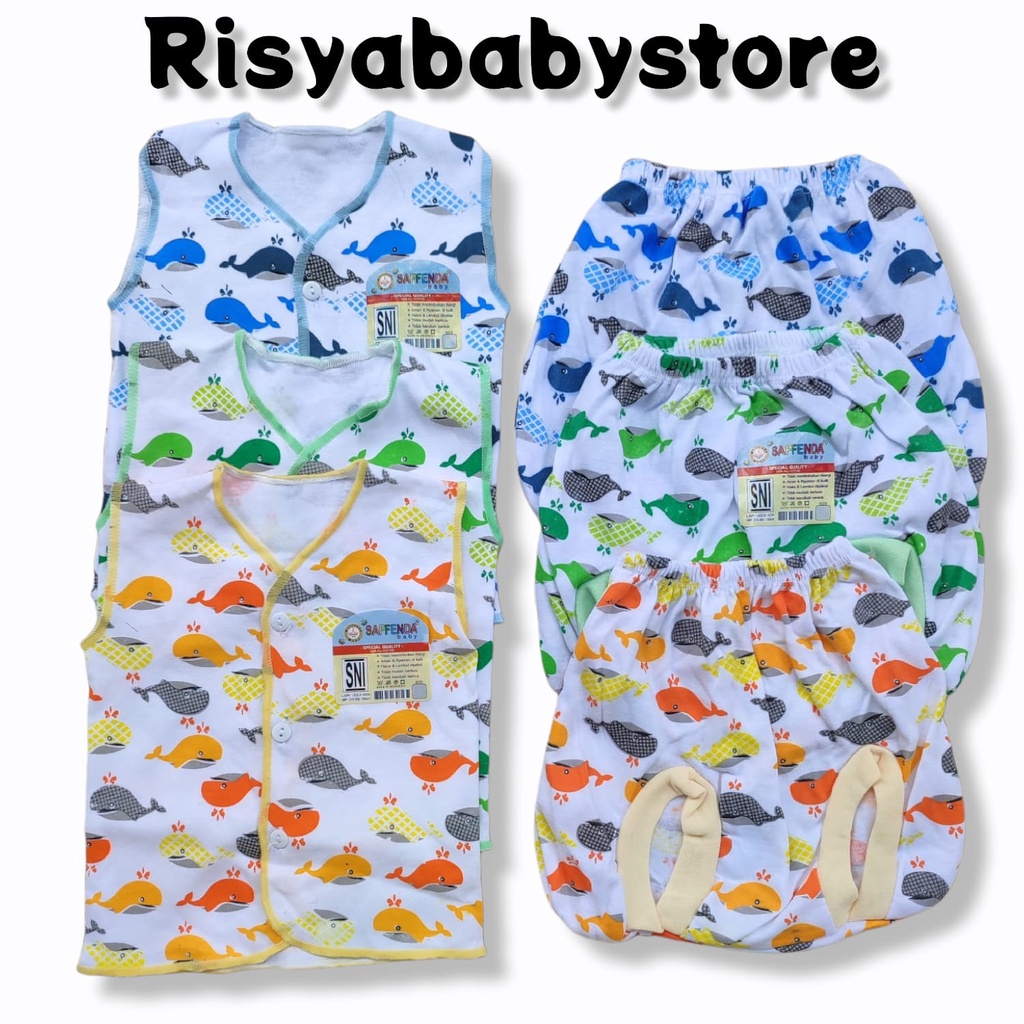 18 pcs / 9 stel Paket Hemat Baju Bayi Motif Saffenda SNI / Perlengkapan Baju Bayi Newborn