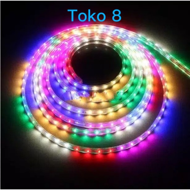 LAMPU LED STRIP SELANG WARNA WARNI 3528 2835 220V + ADAPTOR 10M OUTDOOR LED STRIP RGB LAMPU HIAS