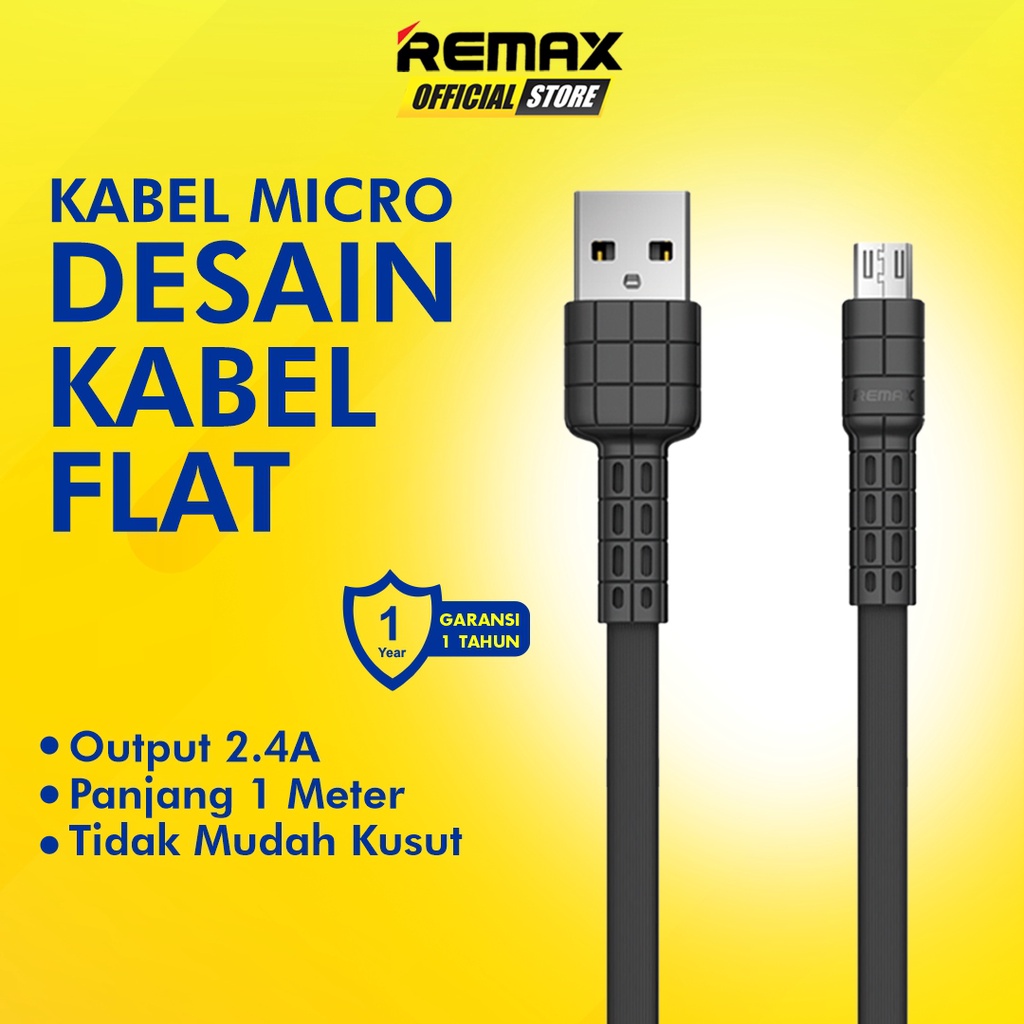 Remax Armor Kabel Data Micro USB Flat 2.4A Original RC-116M