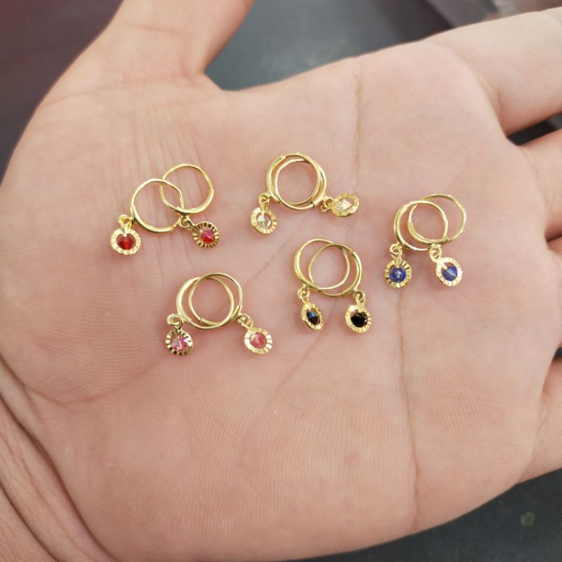 ANTING ANAK MATA PERAK 925 LAPIS MAS ASLI