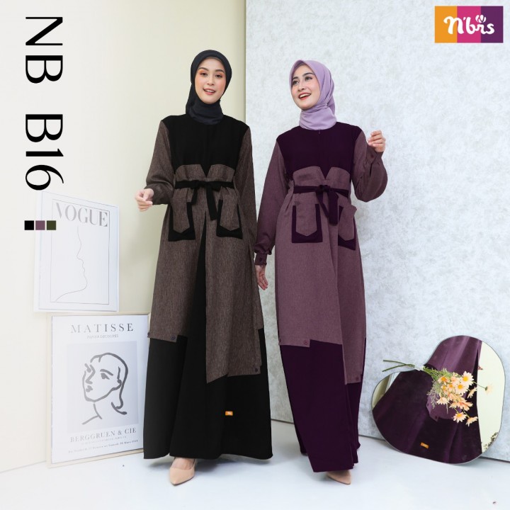 (New) Gamis Nibras NB B16 / Gamis Mewah Promo / Baju Gamis Nibras Wanita Dewasa / Gamis Hitam Origin