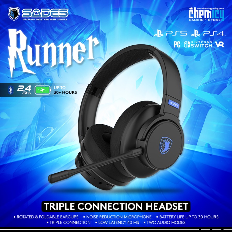 Sades Runner 3 Connection Wireless Bluetooth Gaming Headset