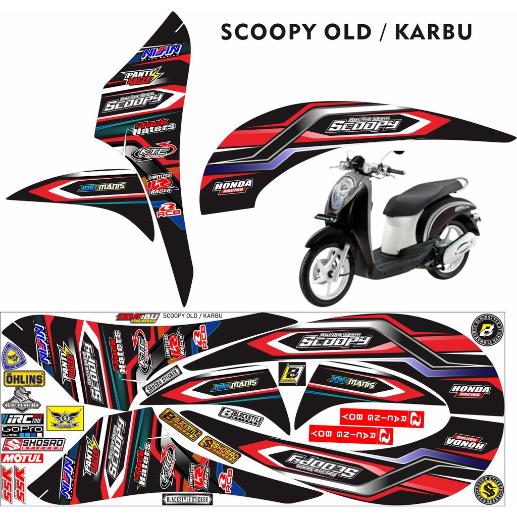 MOTIF VARIASI CUSTOM STIKER BUAT MOTOR HONDA MATIK SCOOPY LAMA / OLD /VARIASI LIS STRIPING SCOOPY KA