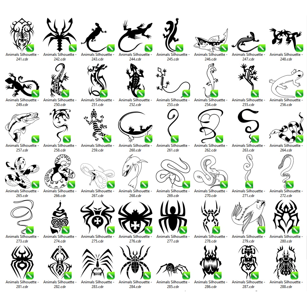 300 Complete Animals Silhouette Vector Set - Coreldraw