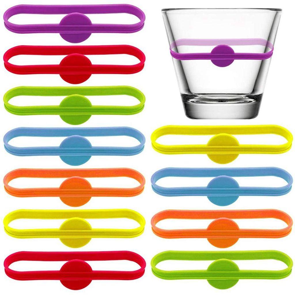 [Elegan] Drinking Tag 6warna Penanda Minuman Silikon Food Grade Yang Dipersonalisasi Goblet Strip Bar Alat Pesona Anggur