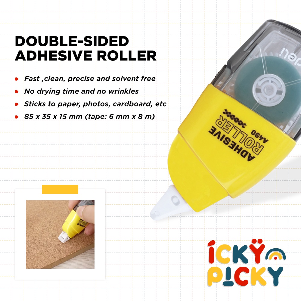 

[ickypicky] Deli Stick Up Pita Perekat Sisi Ganda Roll (6 mm x 8 m) A49011 | Double-Sided Adhesive Roller Tape